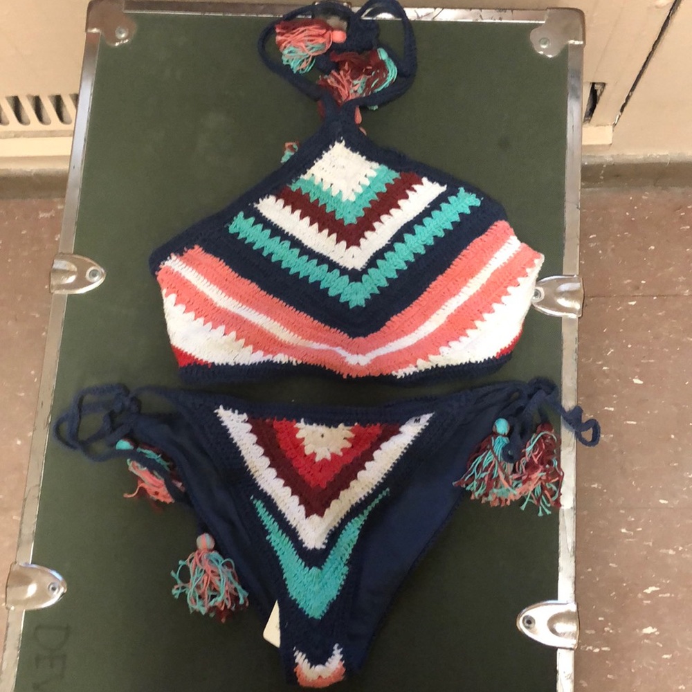 Aerie by AE multi-colored crocheted bikini